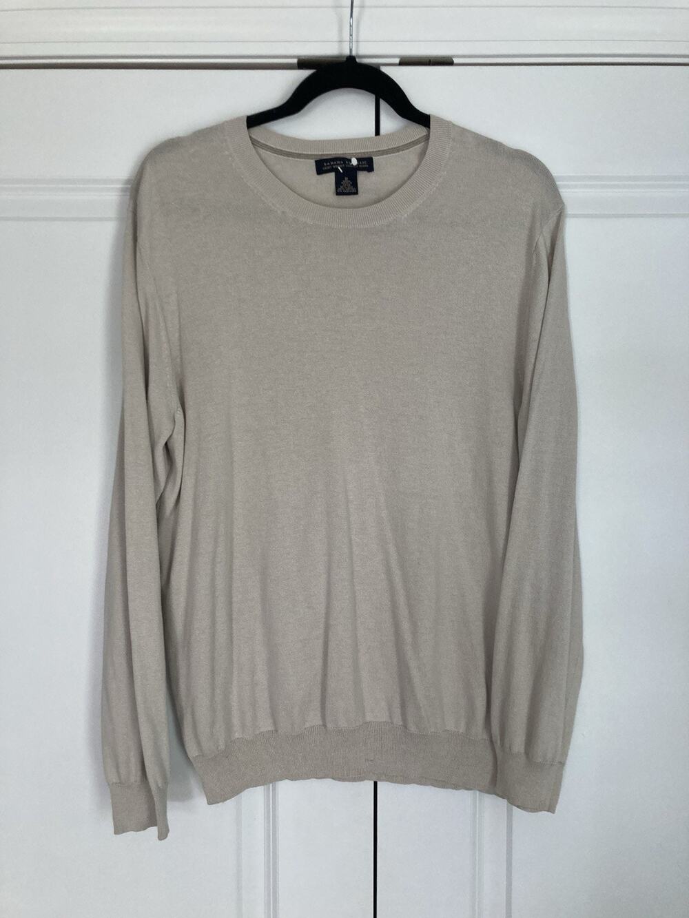 Banana Republic Men Luxury Blend Silk Cotton Cashmere Crew Neck Sweater Beige M